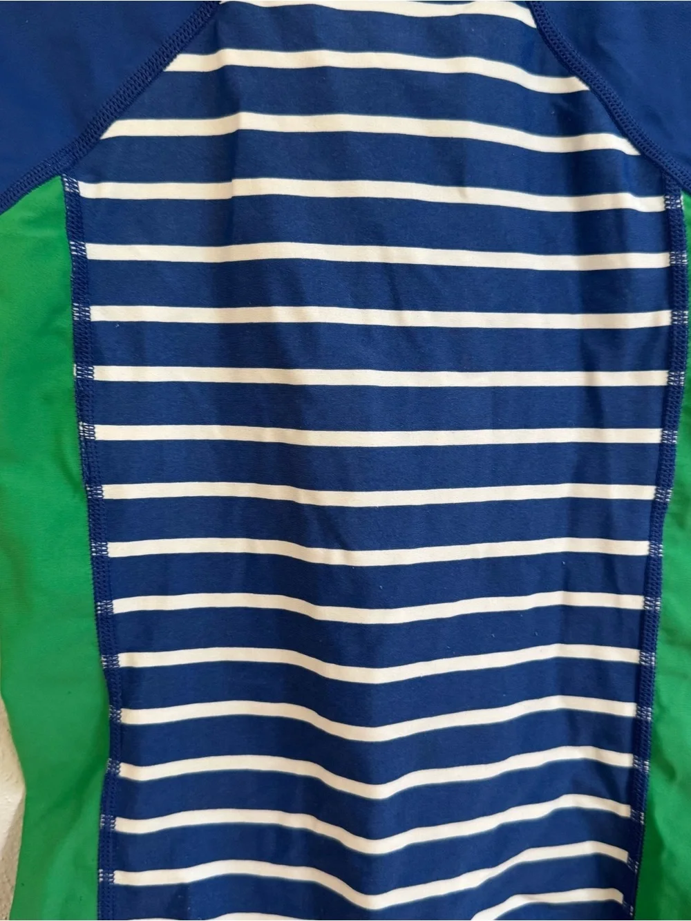 Hanna Andersson Kids Blue Green Striped Rash Guard One Piece Swimsuit Size‎ 80